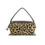 Leopard print Verafied New York Cheetah Calf Hair Café Mini Handbag with black handle on a white background