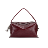 Maroon Python Café Mini Bag: Crossbody Handbag with a textured pattern on a white background