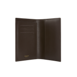 Mocha Croc Embossed Passport Cover Wallet open on a white background