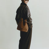Toffee Suede Belted Tote Bag