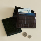 Mocha Croc Embossed Cardholder