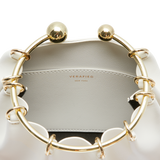 Cream Circle Ring Handle Bag inside