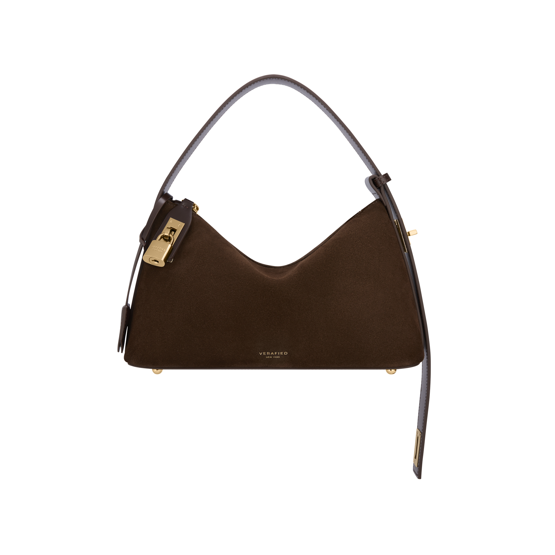 Gold Espresso Suede Hobo Bag