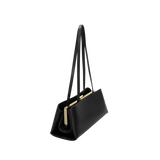 Gold Noir Éclair Clutch Shoulder Handbag (Black) with gold accents on a white background