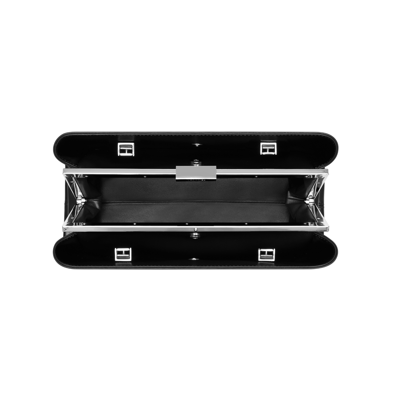 Silver Noir Éclair Clutch Shoulder Handbag (Black) inside