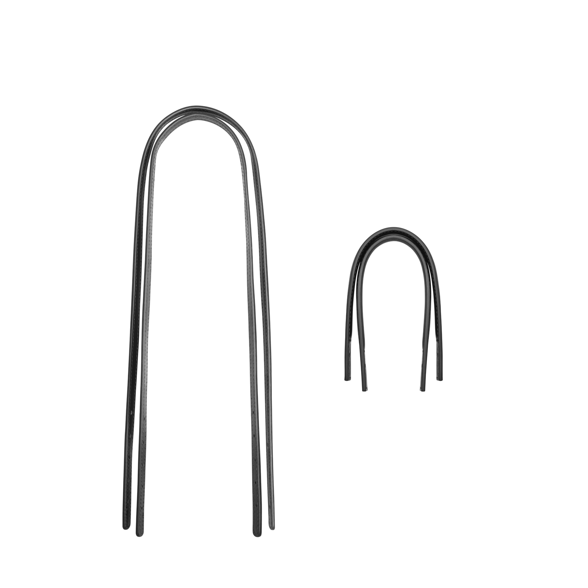 Two metal hooks on a white background