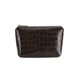 Mocha Croc Makeup Pouch