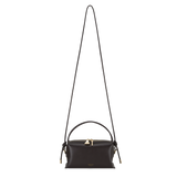 Chocolate Café Mini Crossbody Handbag with a strap on a white background