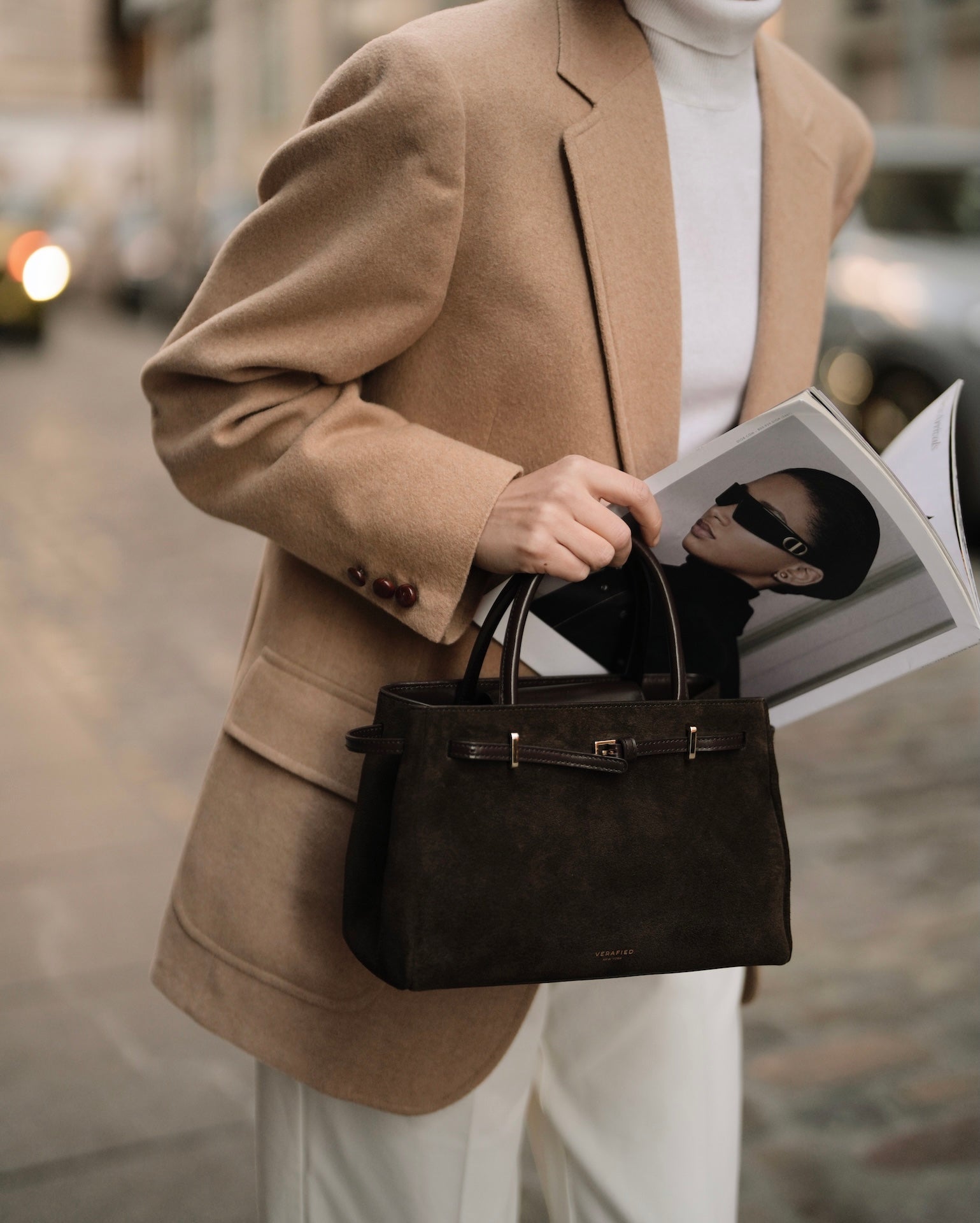 Espresso Suede Book Tote 25( Pre-Order Only. Will Ship Early Feb.)