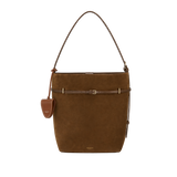 Toffee Suede Belted Tote Bag