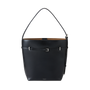 Black Belted Leather Tote Shoulder Bag front