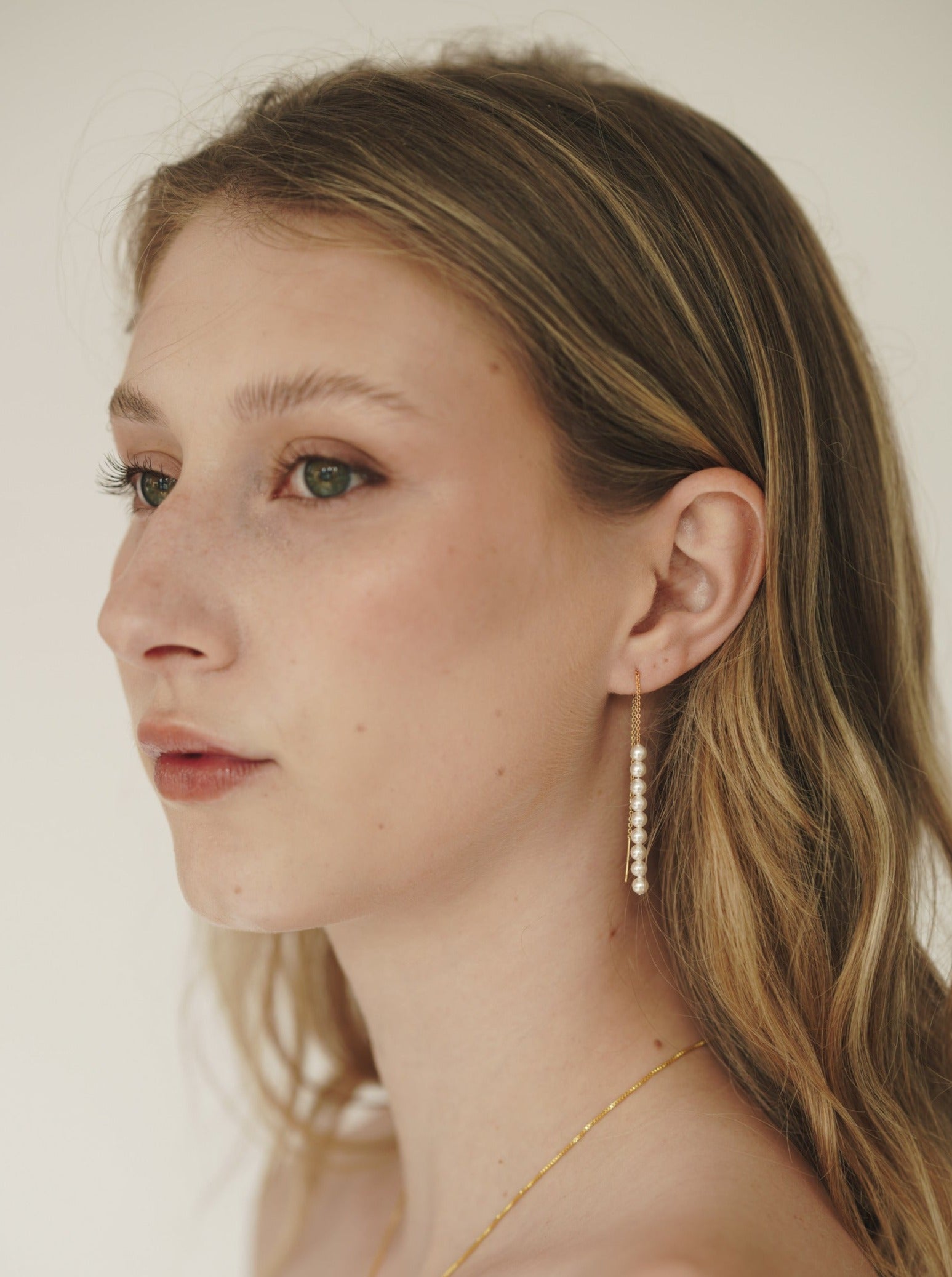 Pearl Drop Threader Earrings