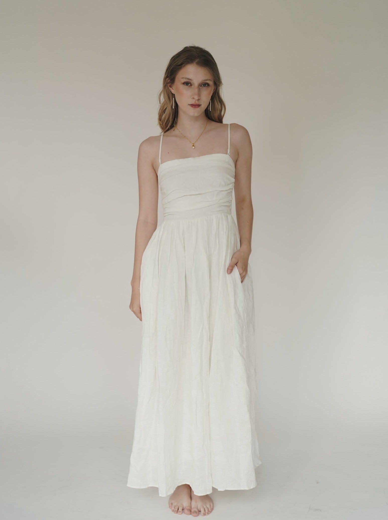 Lovely Destiny White Linen Dress