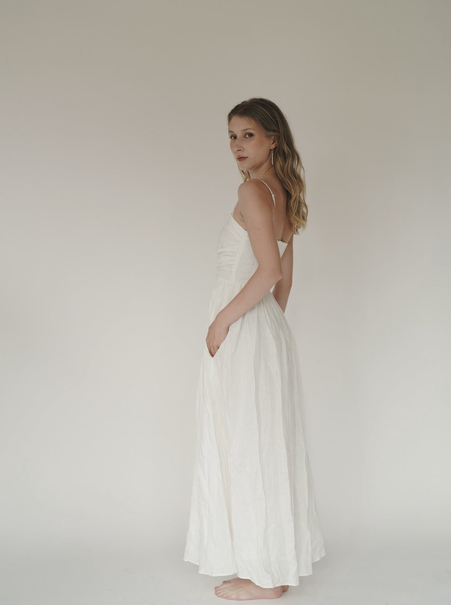 Lovely Destiny White Linen Dress