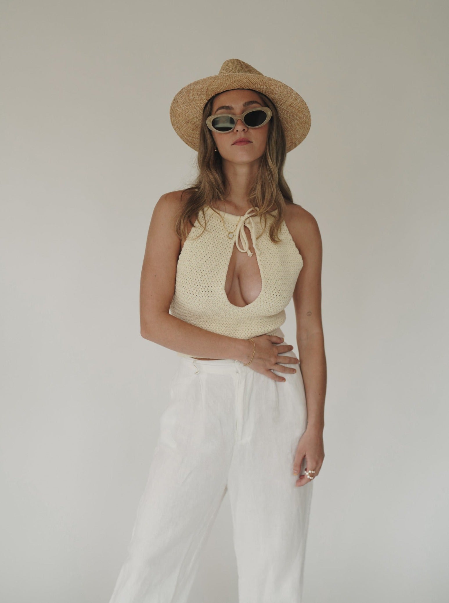 Nora White Linen Pants (Final Sale）