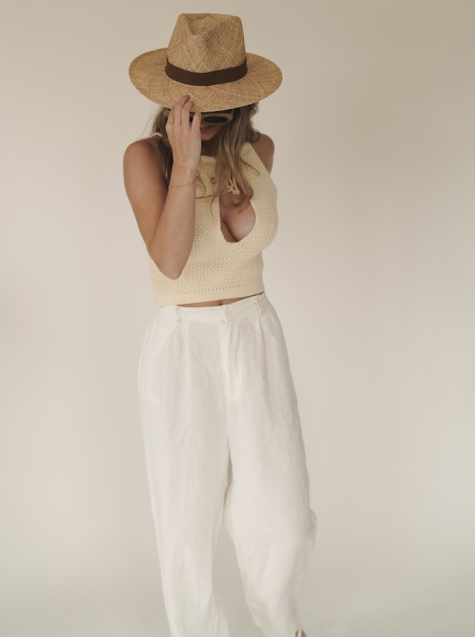 Nora White Linen Pants