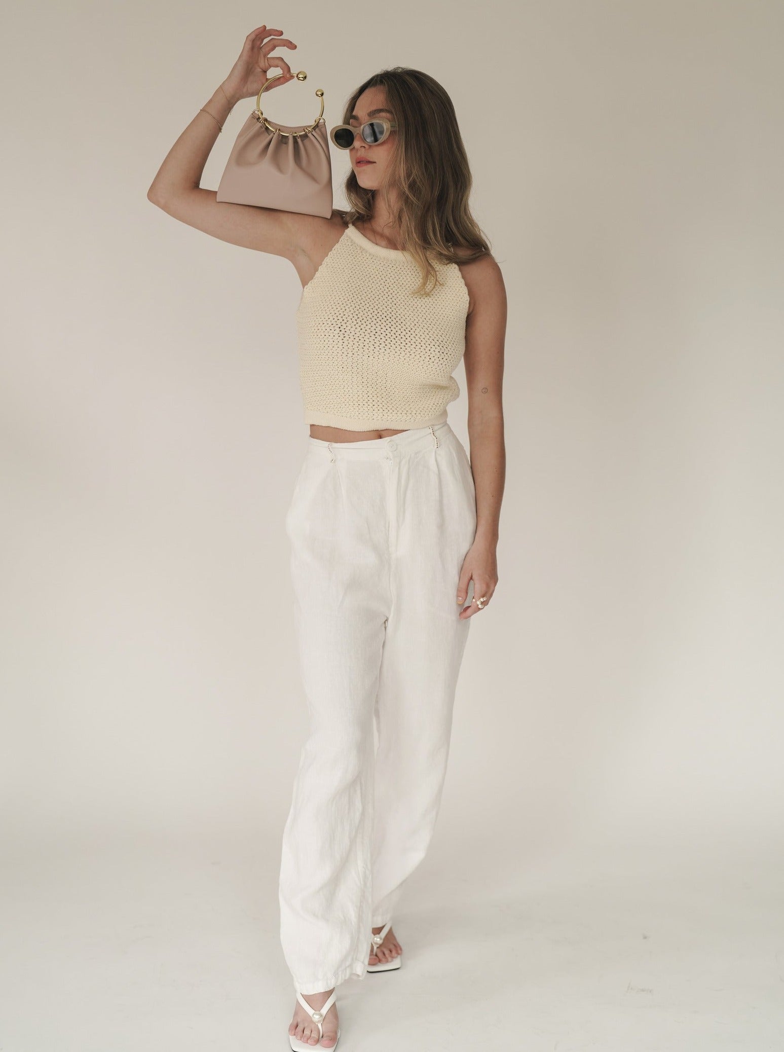 Nora White Linen Pants (Final Sale）