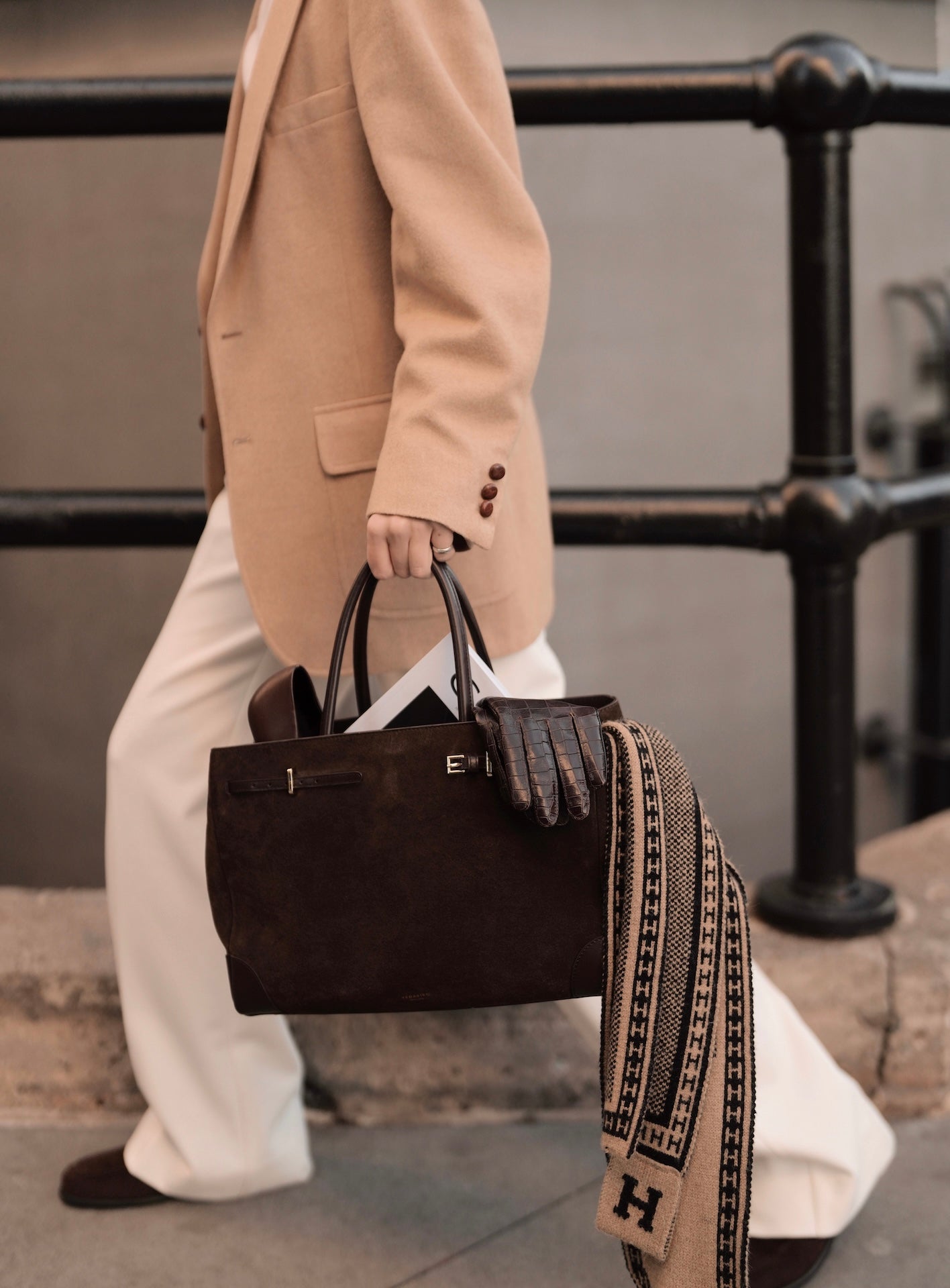 Espresso Suede Book Tote 33 (Pre-Order Only. Will Ship Late Jan.)