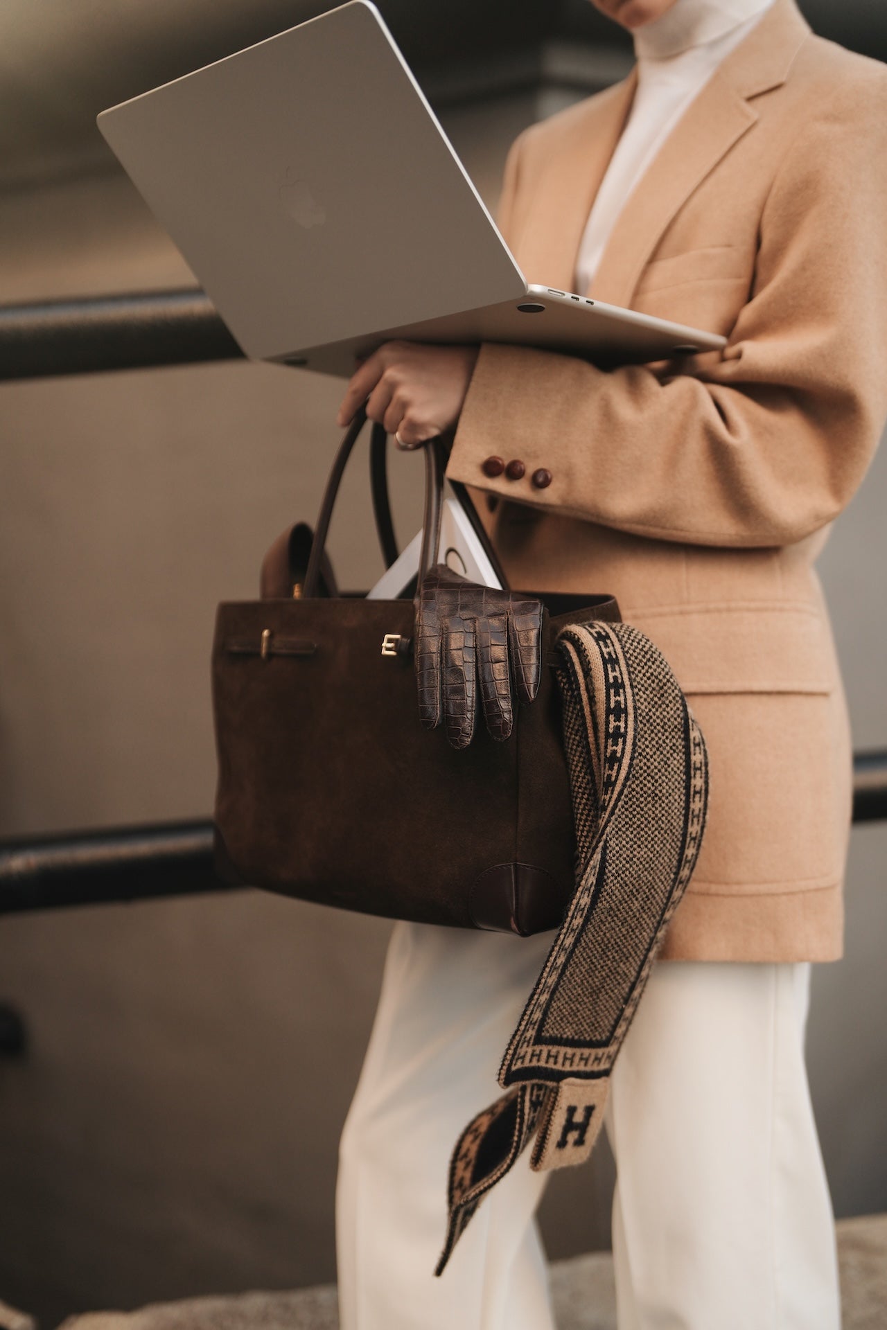 Espresso Suede Book Tote 33 (Pre-Order Only. Will Ship Late Jan.)