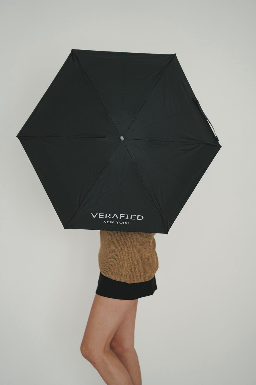 Black VERAFIED Logo Printed Umbrella