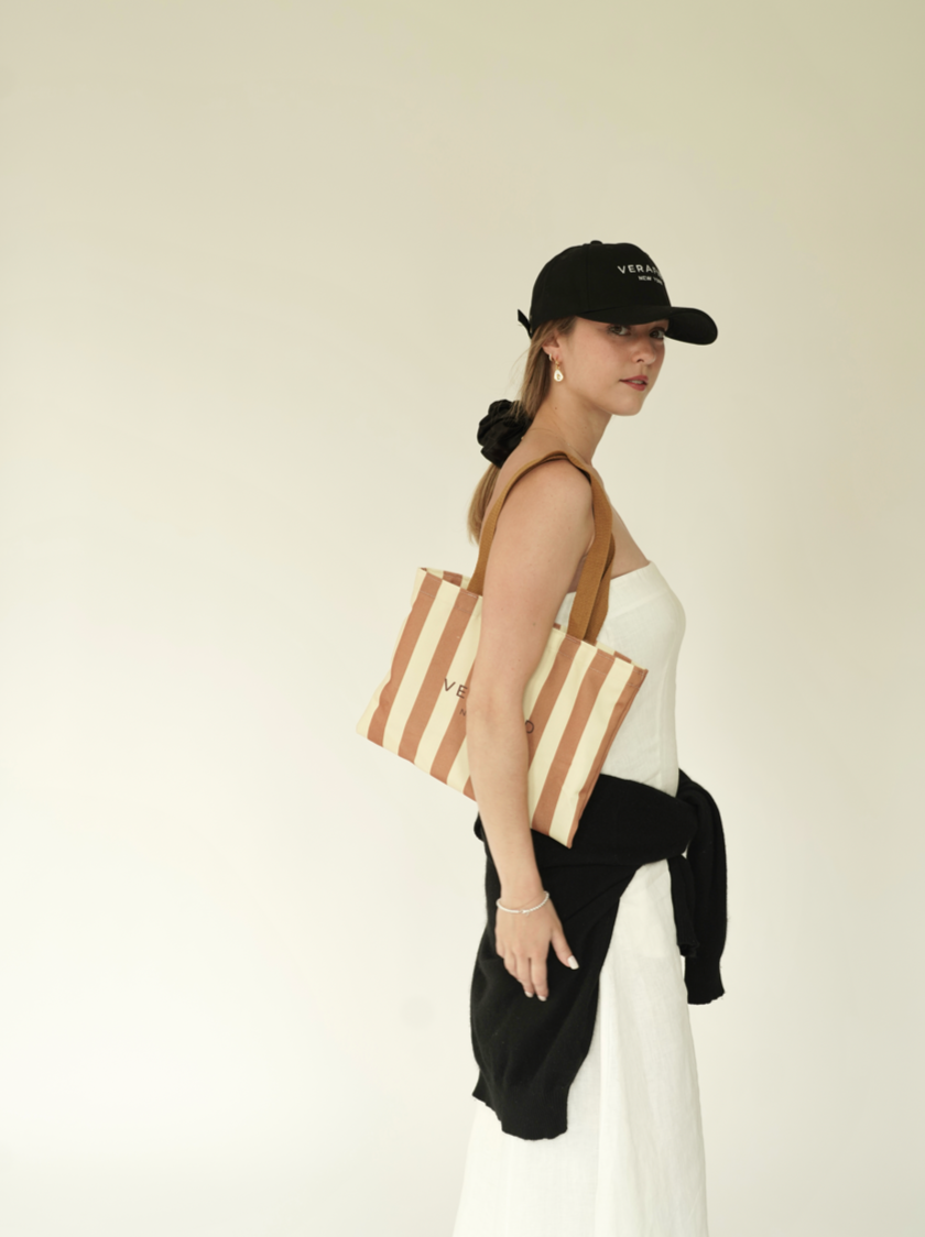 VERAFIED Striped Canvas Tote Bag