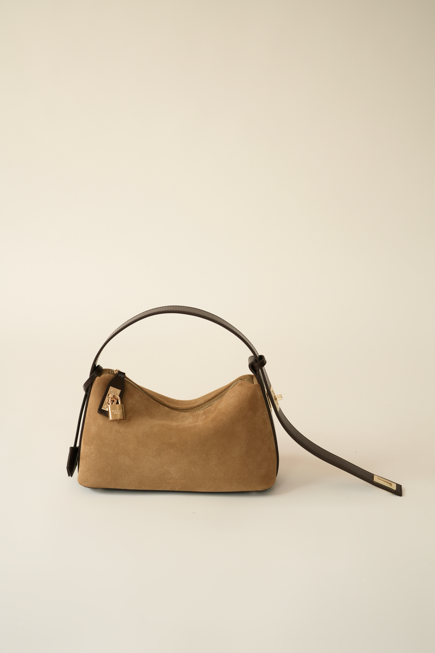 Gold Suede Hobo Bag