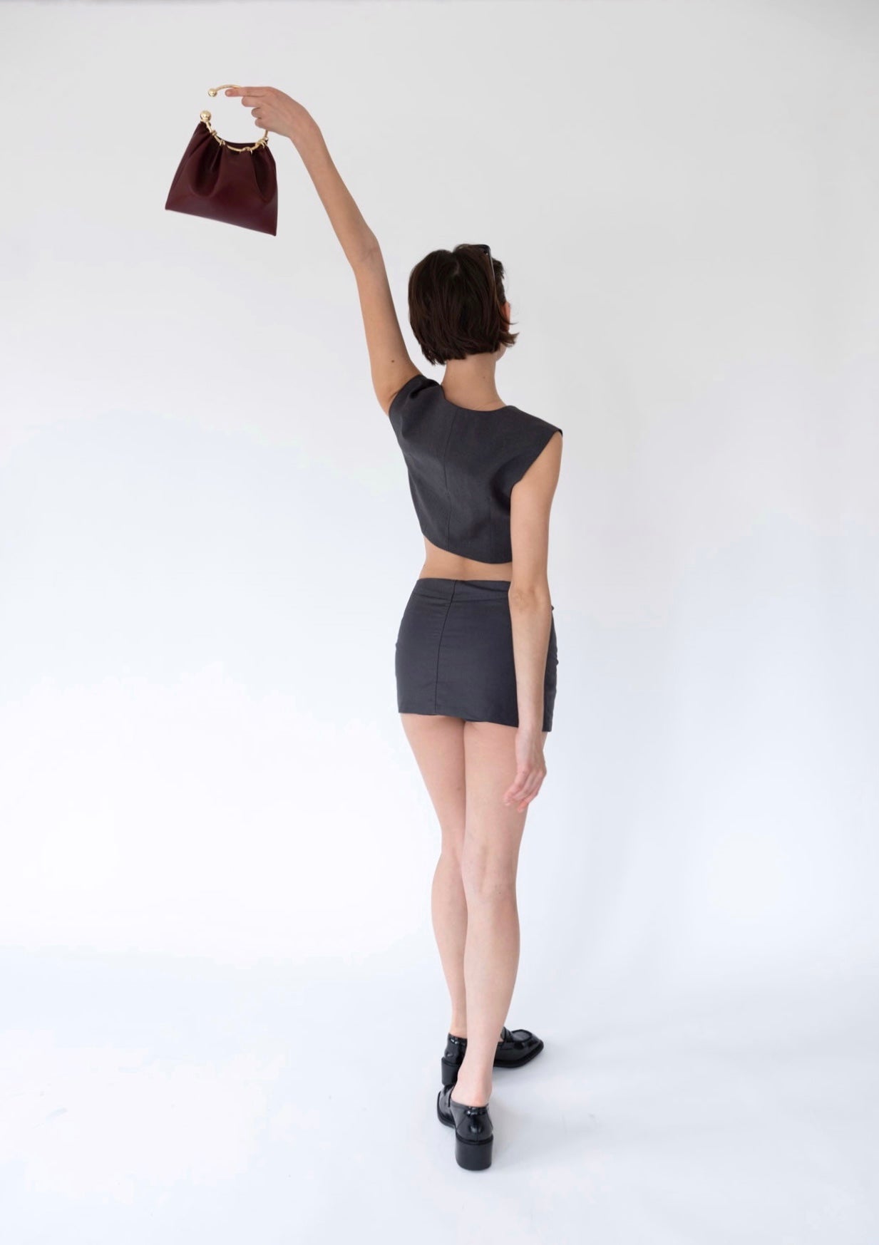 Charcoal Low-rise Mini Skirt(Final Sale)