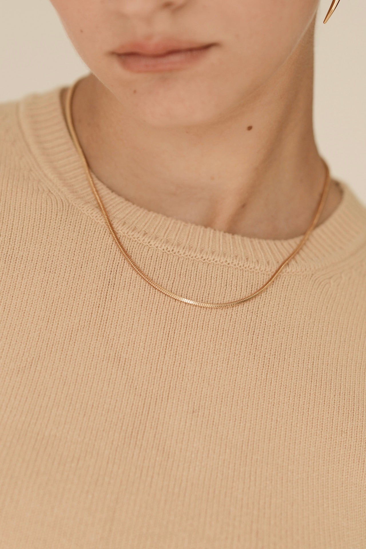 Gold Herringbone Chain Necklace