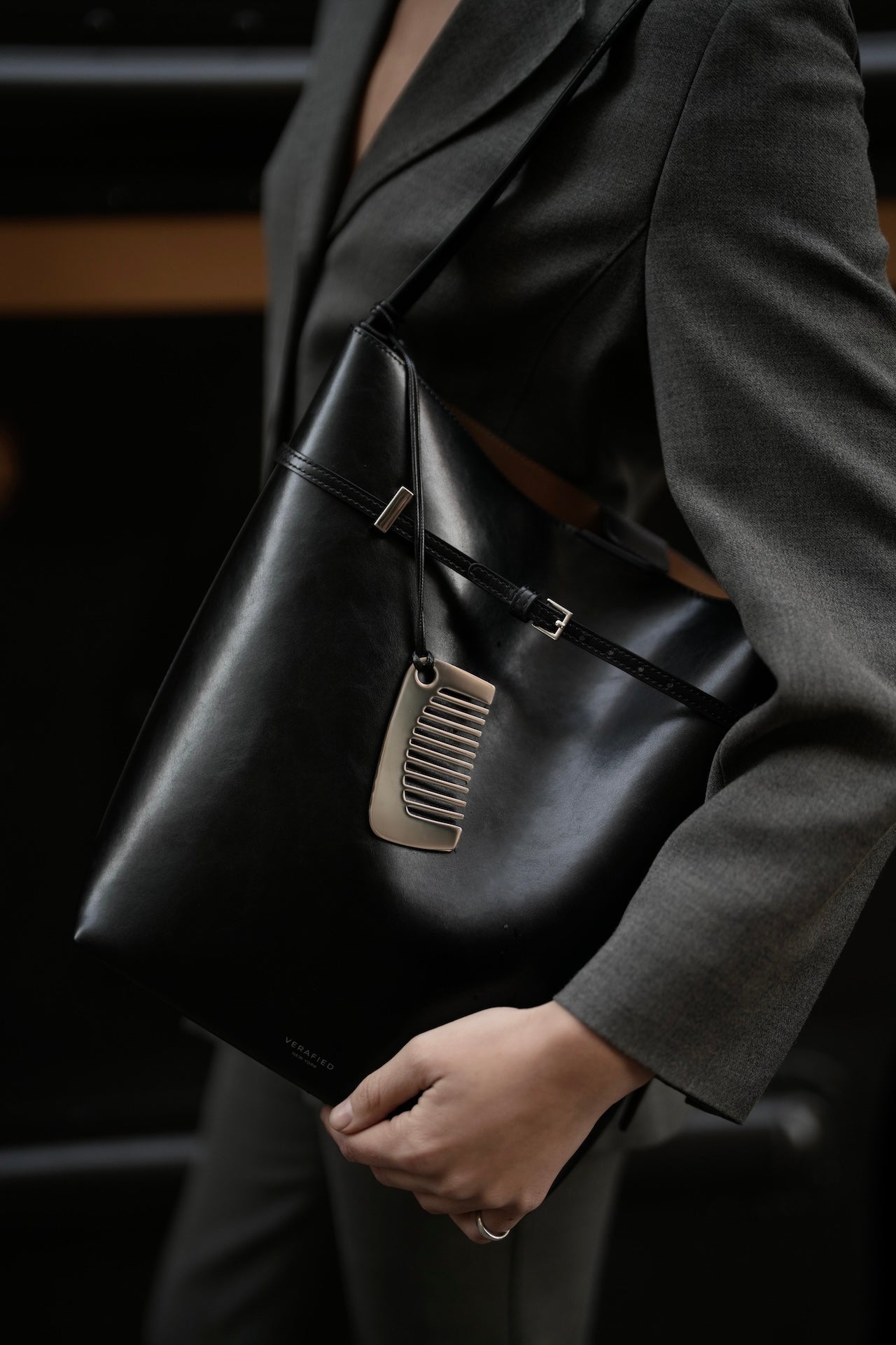 Black Belted Tote Bag