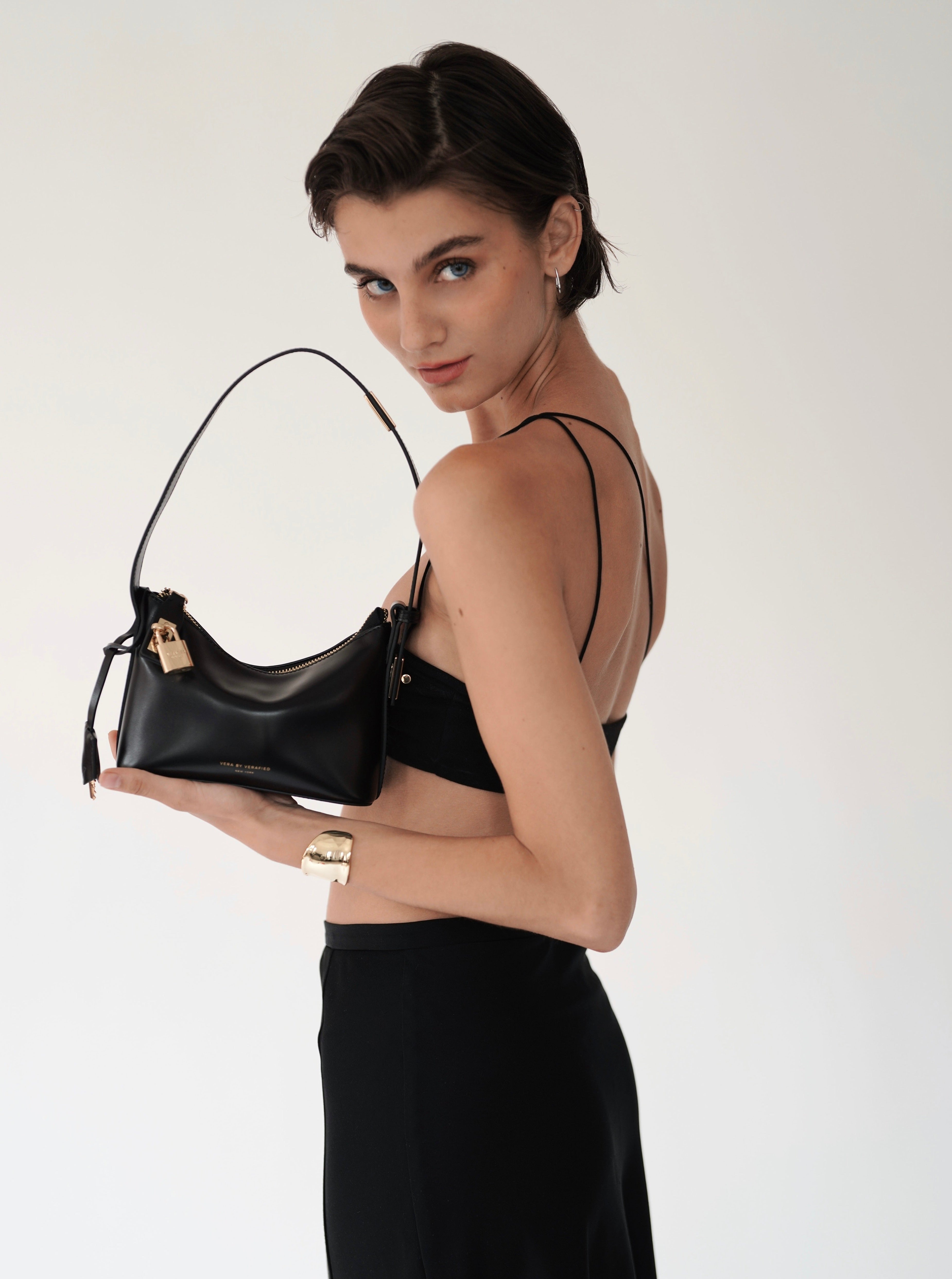 Mini Gold Black Hobo Shoulder Bag