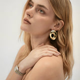 Gold Ripple Hoop Earrings