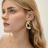 Gold Ripple Hoop Earrings