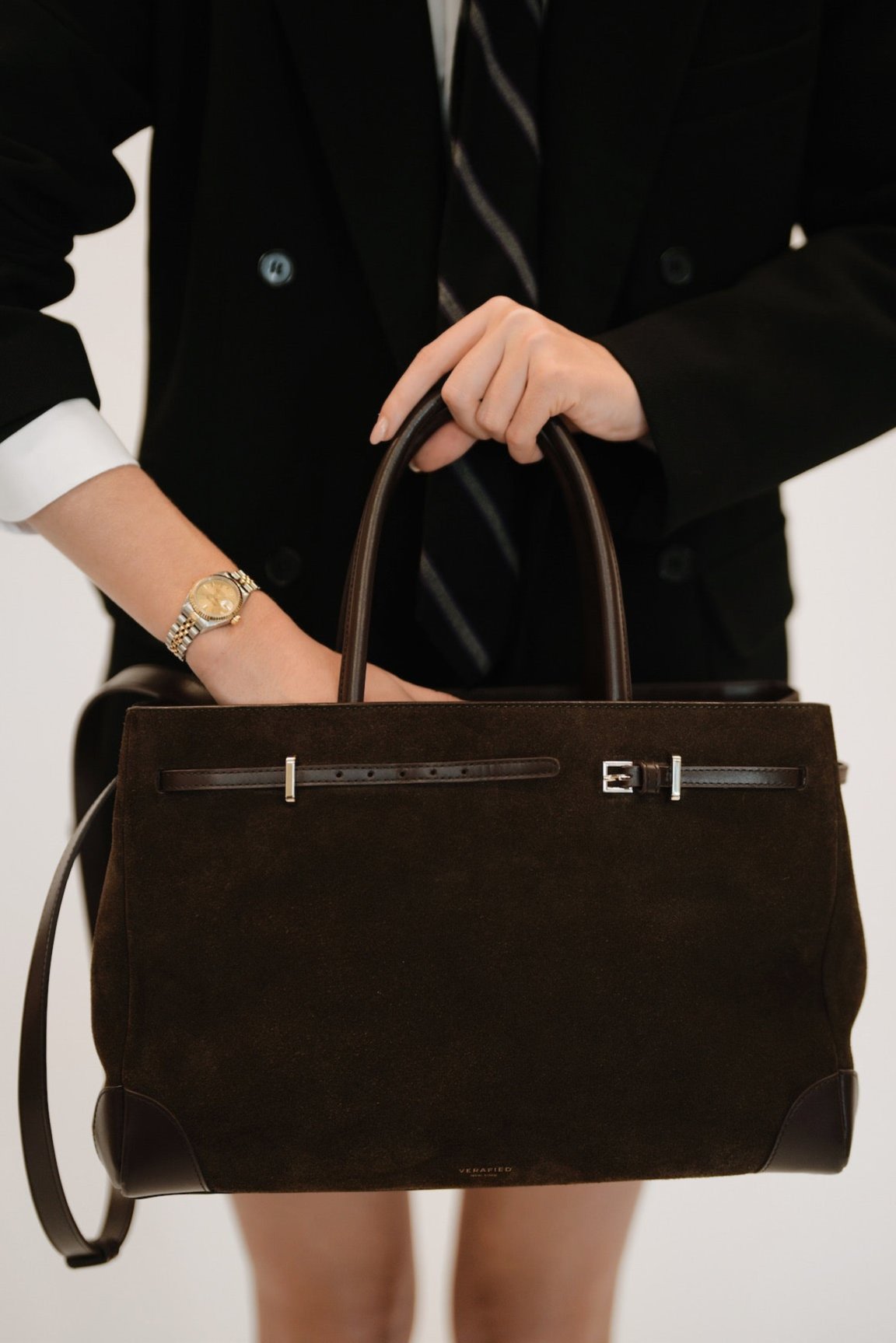 Espresso Suede Book Tote 33 (Pre-Order Only. Will Ship Late Jan.)