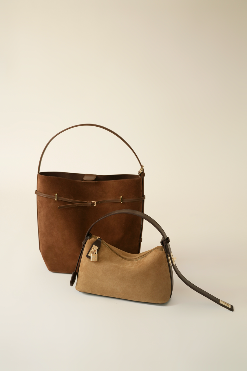 Gold Suede Hobo Bag