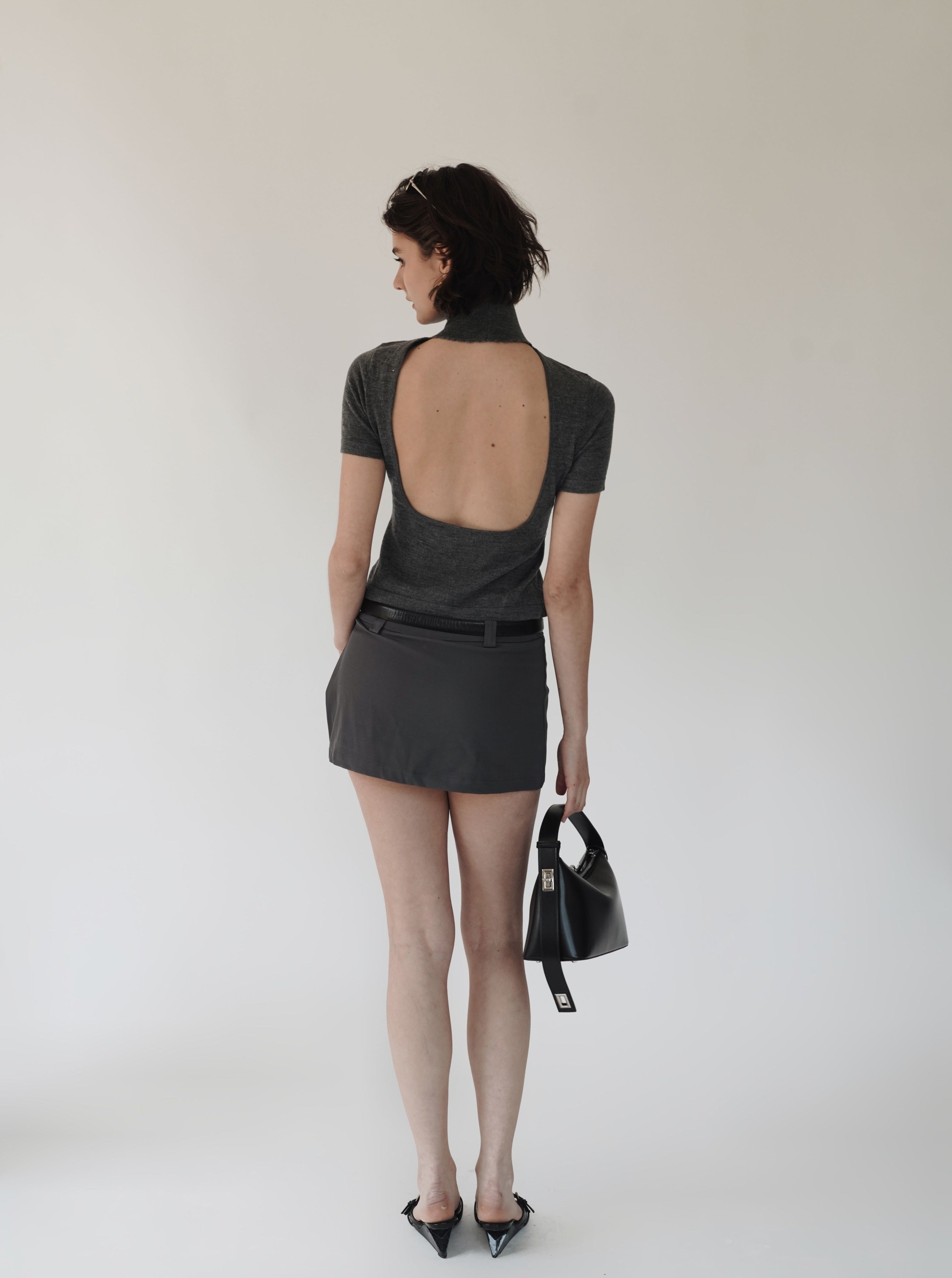 Mockneck Open Back Top