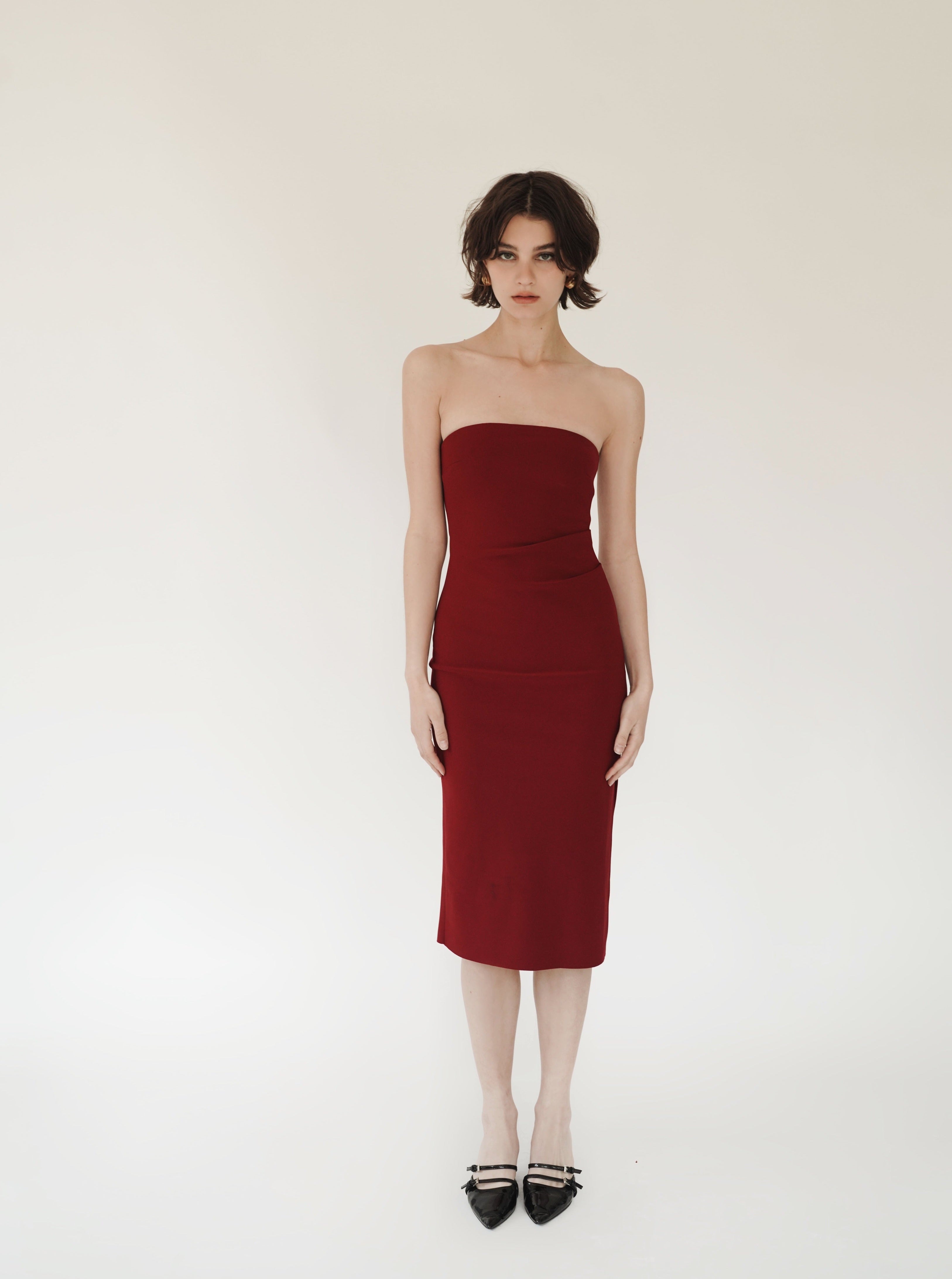 Cherry Strapless Midi Dress