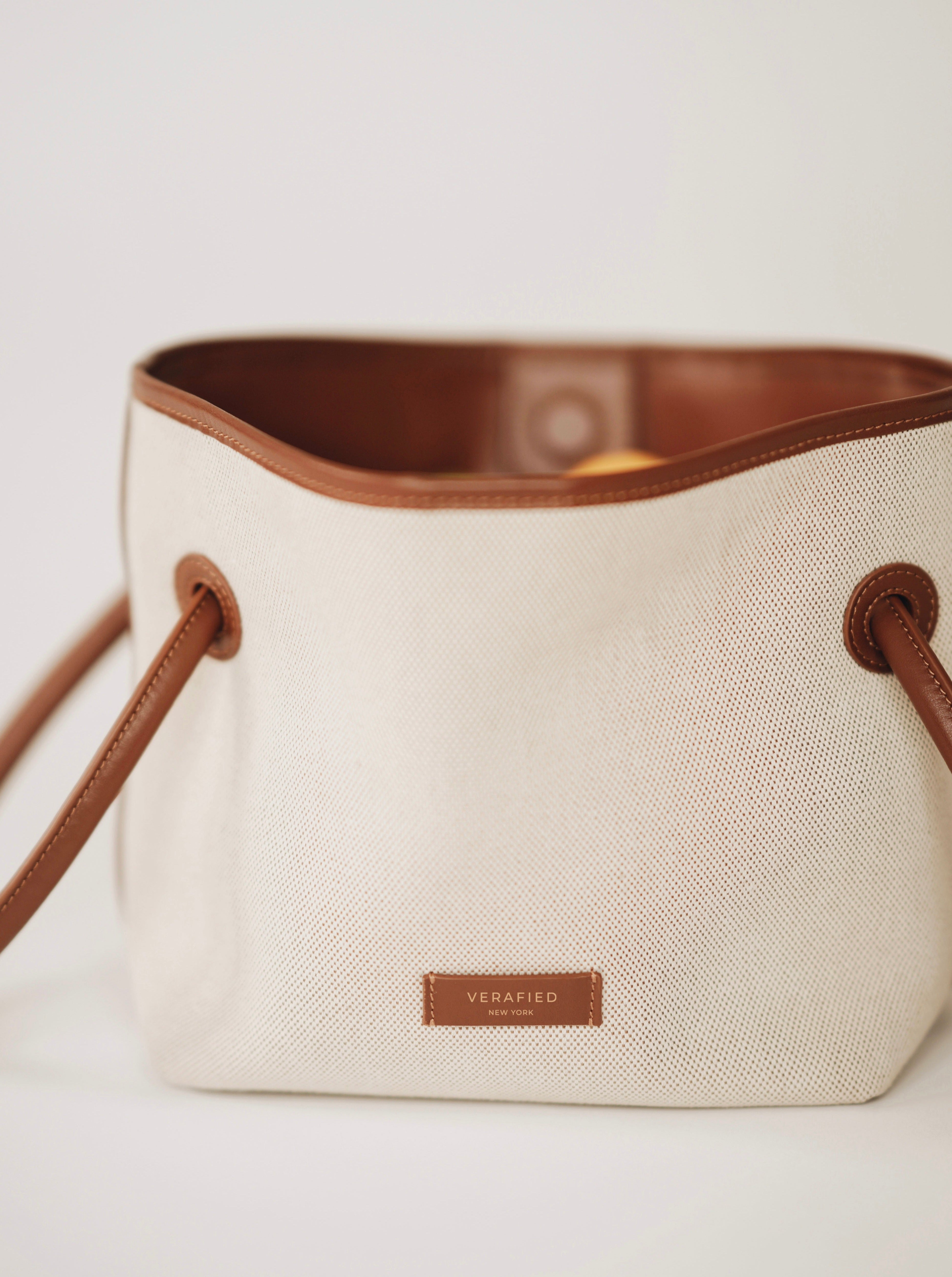 Leather-trimmed Canvas Bucket Bag(Final Sale)