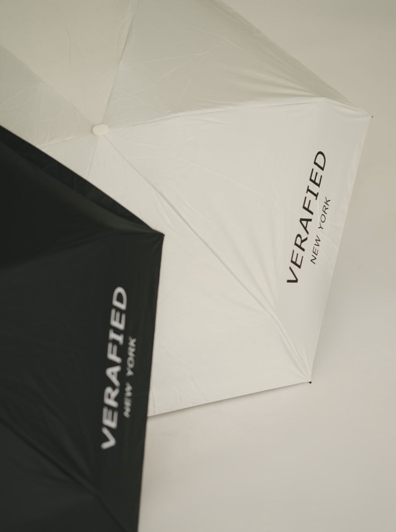 White VERAFIED Logo Printed Umbrella