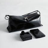 Black Croc Café Midi Bag