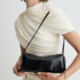Black Croc Café Midi Bag
