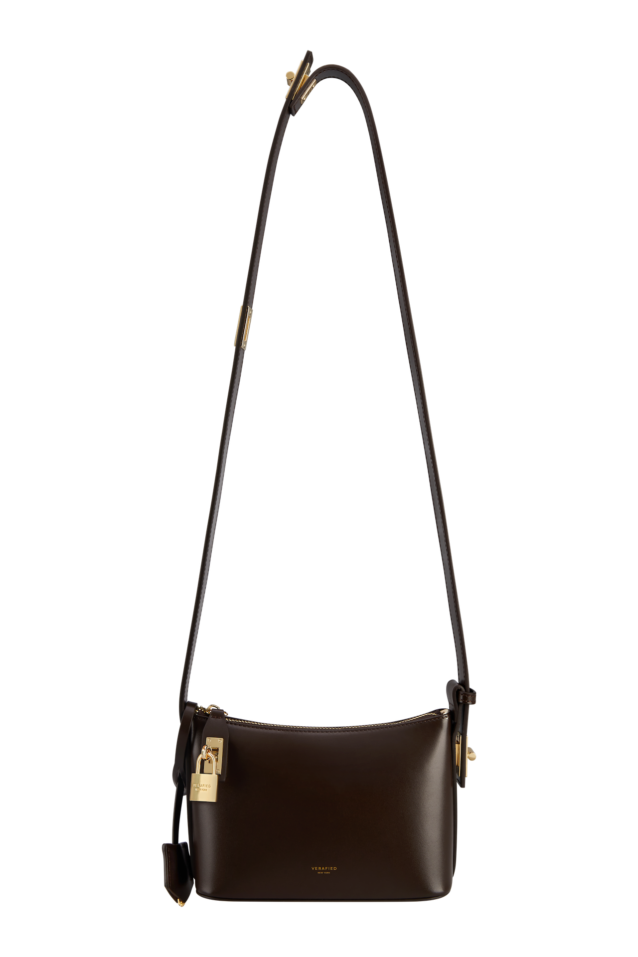 A Mini Gold Chocolate Hobo Shoulder Handbag with a semi-structured silhouette, displayed against a plain background.