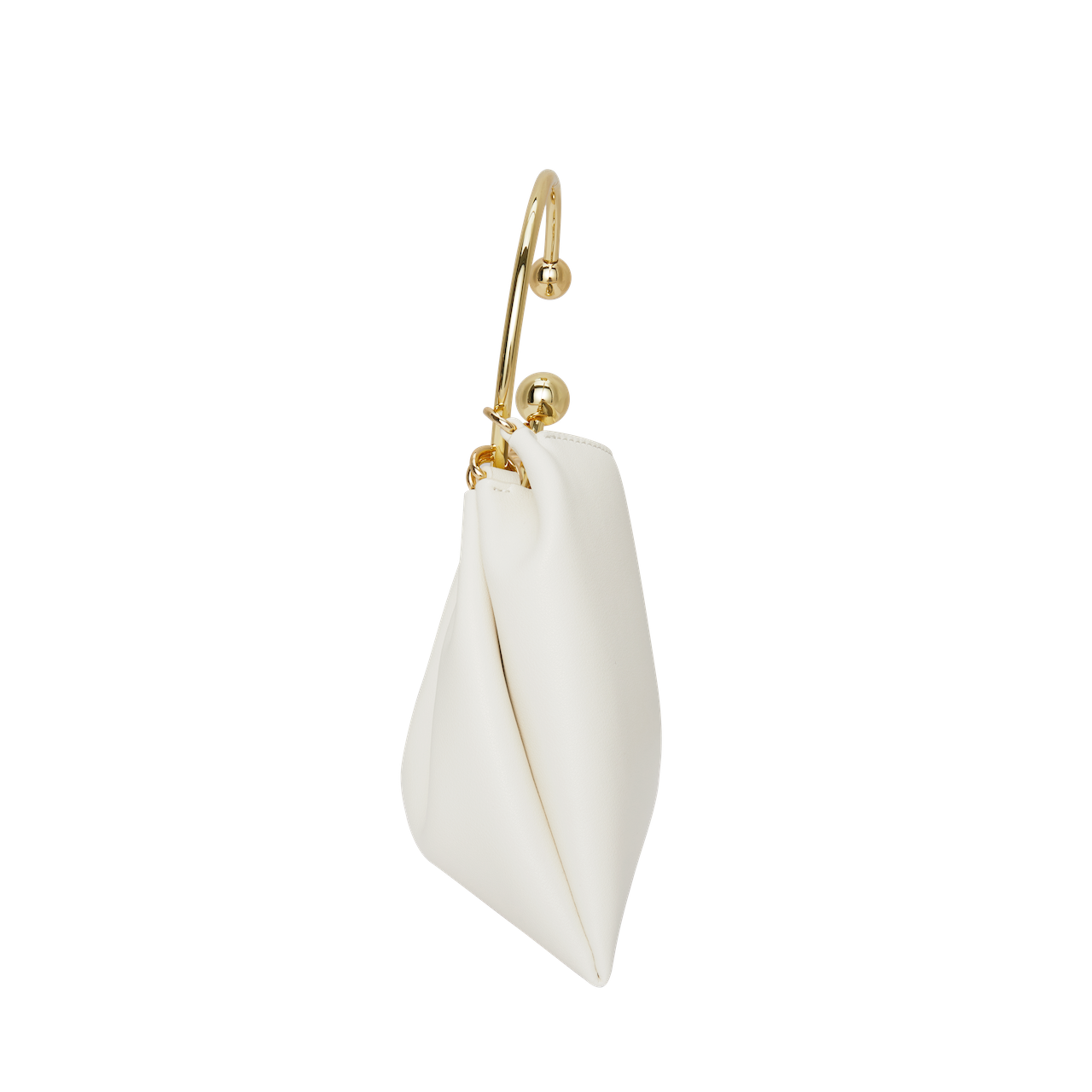 Cream Circle Ring Handle Bag side
