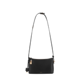 A black leather hobo shoulder bag with a gold chain strap and a semi-structured silhouette.