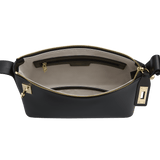 Gold Black Hobo Shoulder Handbag  with gold accents on a transparent background
