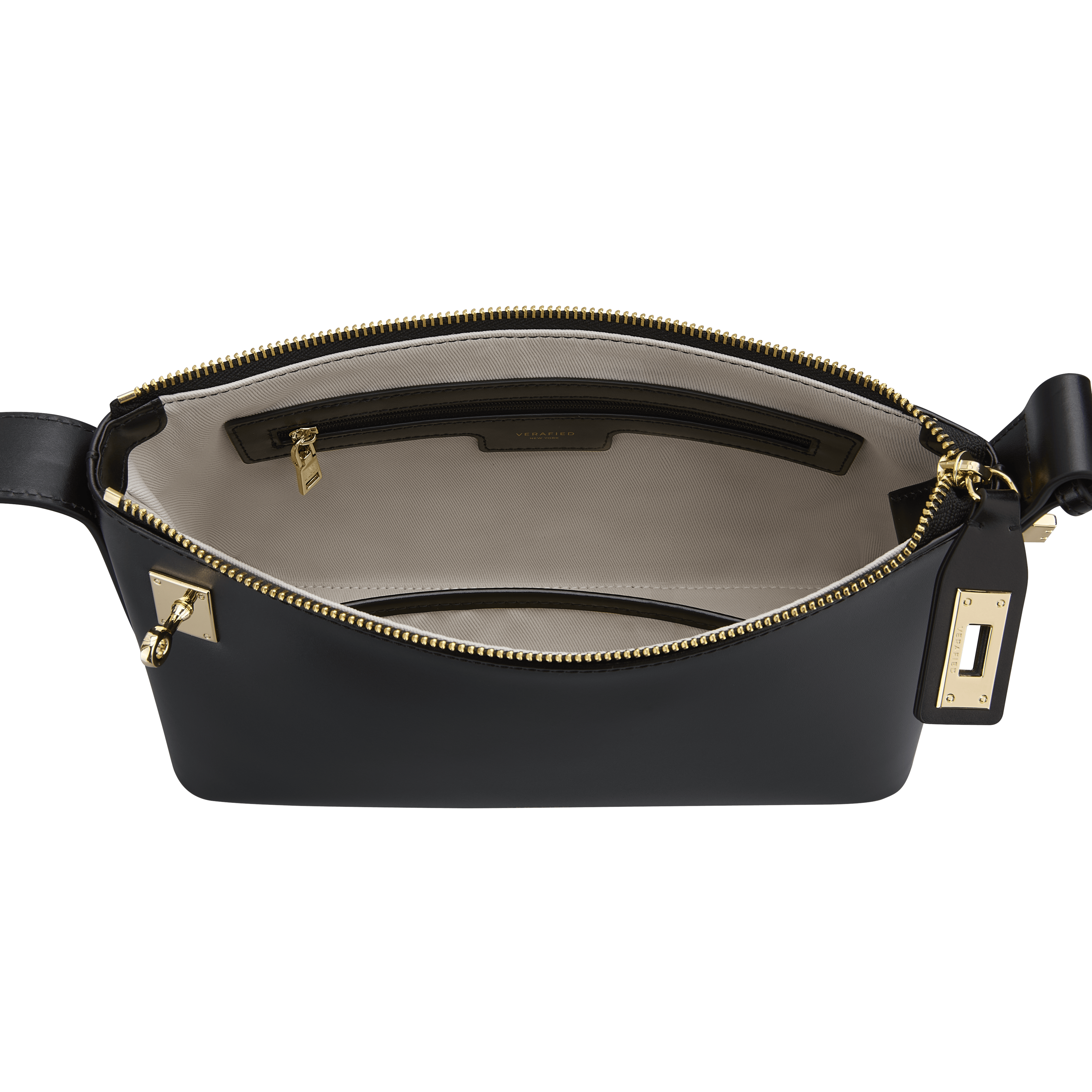 Gold Black Hobo Shoulder Handbag  with gold accents on a transparent background