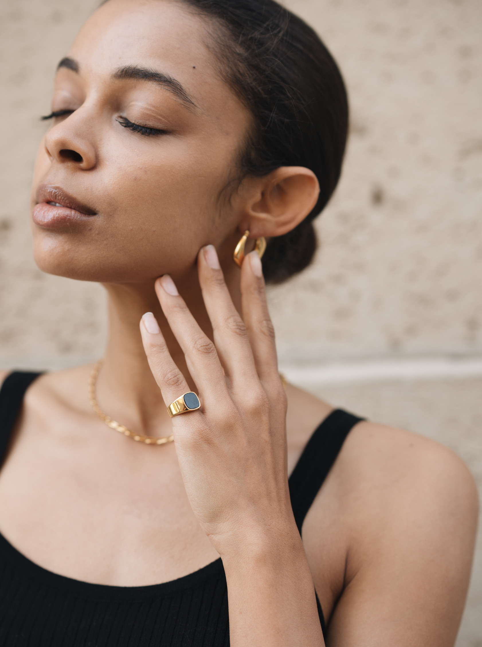 14k Gold Black Onyx Ring Set