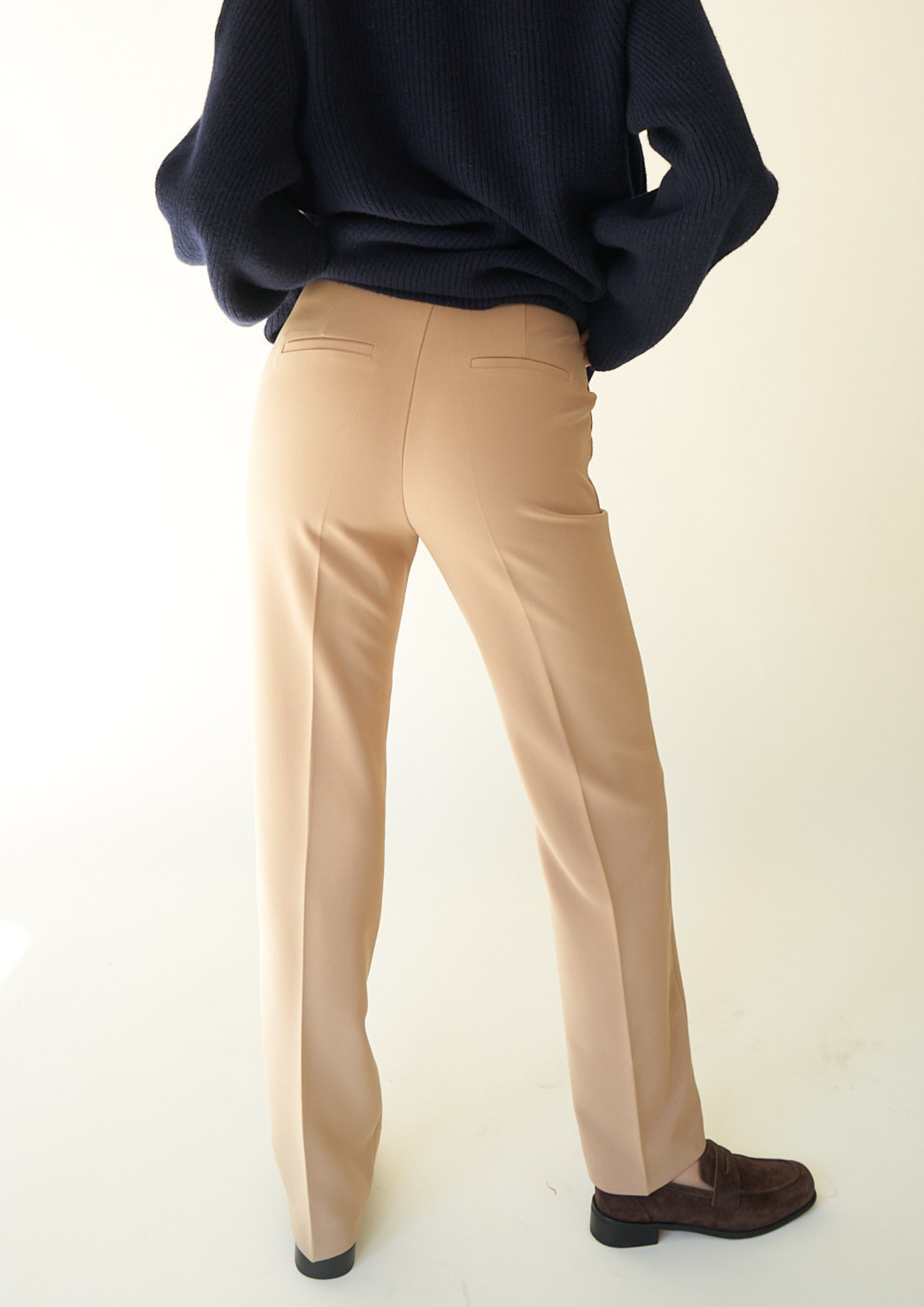 High-Waisted Khaki Trousers