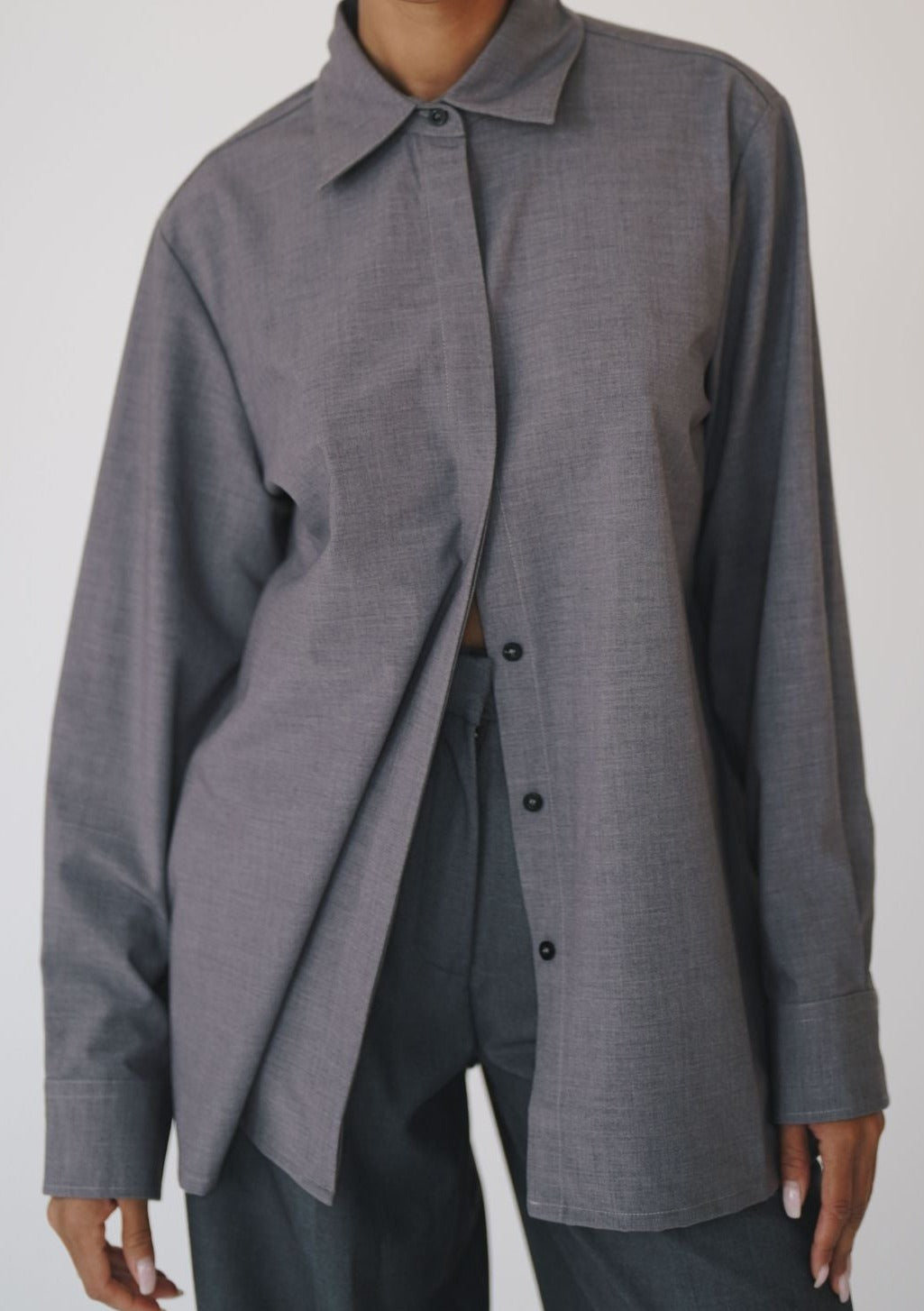 Pointed Collar Grey Shirt