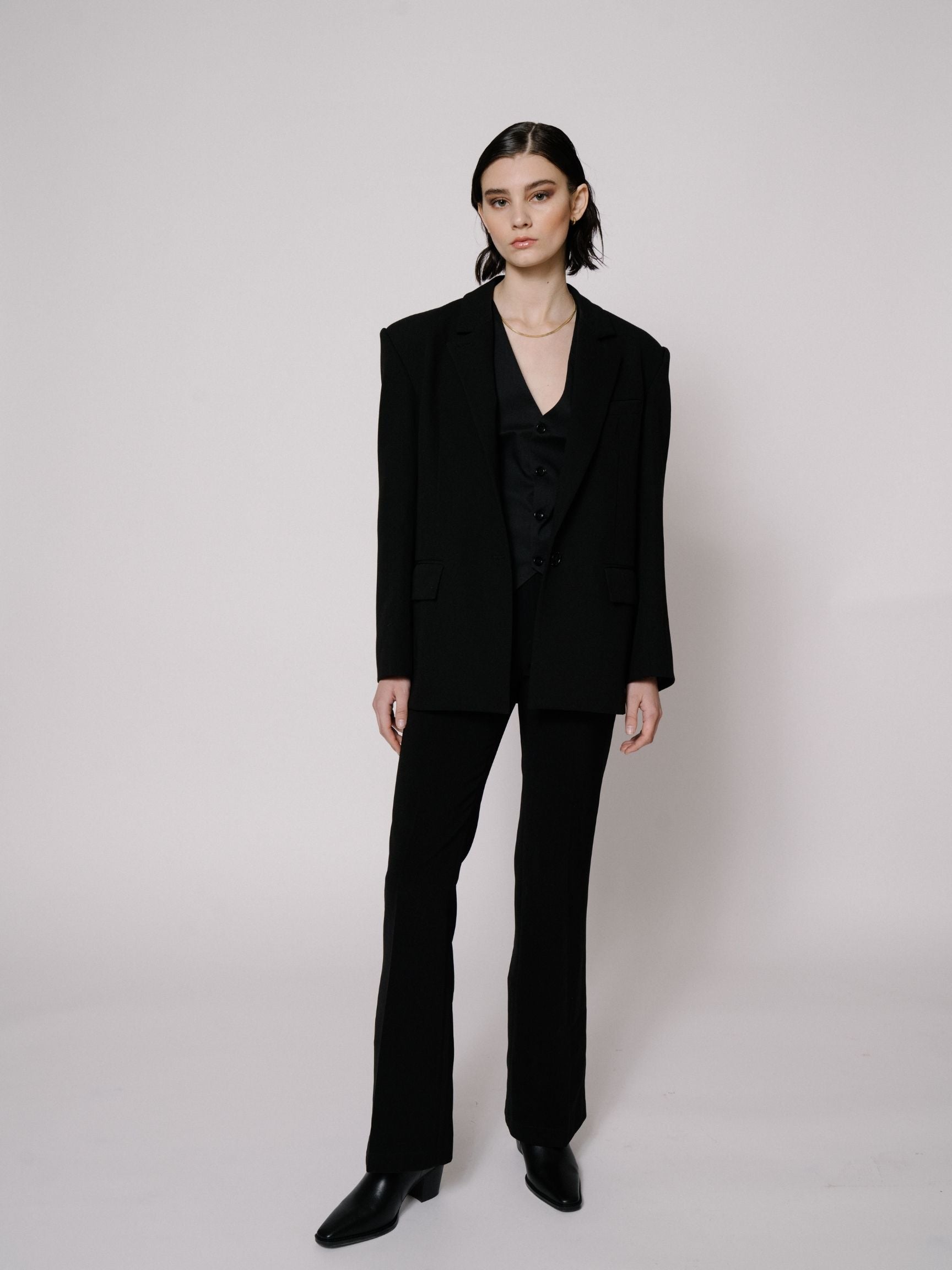 Black Wide-Shoulder Blazer