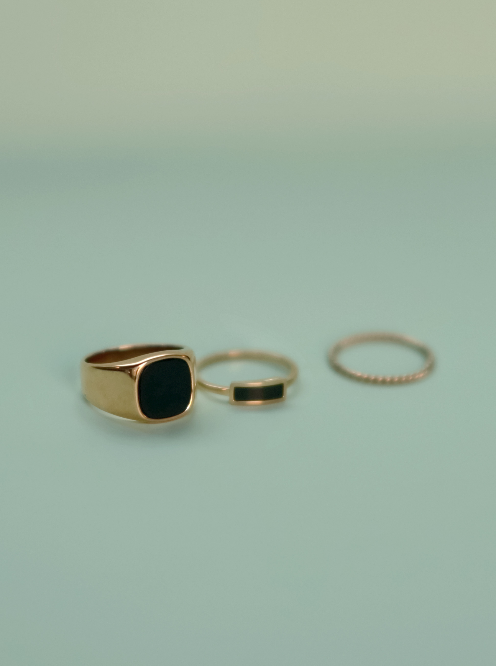 14k Gold Black Onyx Ring Set